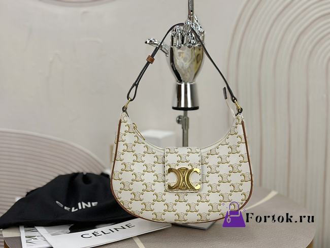 Fortok Celine Ava Bag In Triomphe Canvas And Calfskin Leather White 22 x 7.5 x 17cm - 1