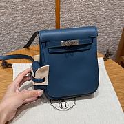 Fortok Hermes Kelly Jump Bleu De Prusse Swift Leather Silver Hardware 18*14.5*6cm - 1
