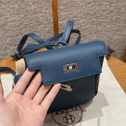Fortok Hermes Kelly Jump Bleu De Prusse Swift Leather Silver Hardware 18*14.5*6cm - 2