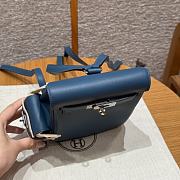 Fortok Hermes Kelly Jump Bleu De Prusse Swift Leather Silver Hardware 18*14.5*6cm - 3