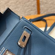 Fortok Hermes Kelly Jump Bleu De Prusse Swift Leather Silver Hardware 18*14.5*6cm - 4