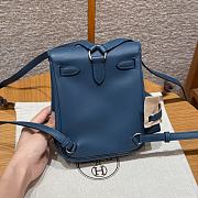 Fortok Hermes Kelly Jump Bleu De Prusse Swift Leather Silver Hardware 18*14.5*6cm - 5