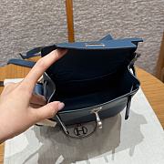 Fortok Hermes Kelly Jump Bleu De Prusse Swift Leather Silver Hardware 18*14.5*6cm - 6