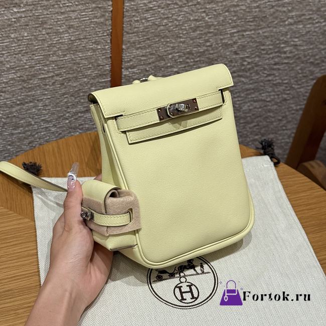 Fortok Hermes Kelly Jump Jaune Milton Swift Leather Silver Hardware 18*14.5*6cm  - 1