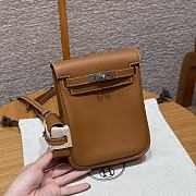 Fortok Hermes Kelly Jump Gold Swift Leather Silver Hardware 18*14.5*6cm  - 1