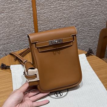 Fortok Hermes Kelly Jump Gold Swift Leather Silver Hardware 18*14.5*6cm 
