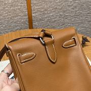 Fortok Hermes Kelly Jump Gold Swift Leather Silver Hardware 18*14.5*6cm  - 3