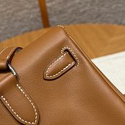 Fortok Hermes Kelly Jump Gold Swift Leather Silver Hardware 18*14.5*6cm  - 4