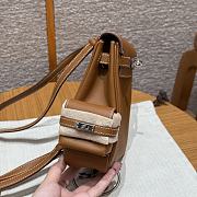 Fortok Hermes Kelly Jump Gold Swift Leather Silver Hardware 18*14.5*6cm  - 5