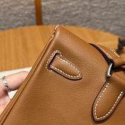 Fortok Hermes Kelly Jump Gold Swift Leather Silver Hardware 18*14.5*6cm  - 6