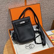 Fortok Hermes Kelly Jump Noir Swift Leather Silver Hardware 18*14.5*6cm - 1