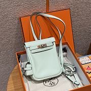 Fortok Hermes Kelly Jump Vert Peppermint Swift Leather Silver Hardware 18*14.5*6cm  - 6