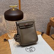 Fortok Hermes Kelly Jump Etoupe Swift Leather Silver Hardware 18*14.5*6cm   - 1