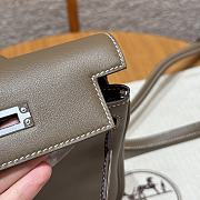 Fortok Hermes Kelly Jump Etoupe Swift Leather Silver Hardware 18*14.5*6cm   - 5