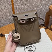 Fortok Hermes Kelly Jump Etoupe Swift Leather Silver Hardware 18*14.5*6cm   - 4