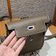 Fortok Hermes Kelly Jump Etoupe Swift Leather Silver Hardware 18*14.5*6cm   - 3