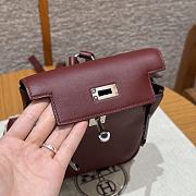 Fortok Hermes Kelly Rouge H Swift Leather Silver Hardware 18*14.5*6cm    - 6