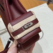 Fortok Hermes Kelly Rouge H Swift Leather Silver Hardware 18*14.5*6cm    - 3