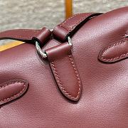 Fortok Hermes Kelly Rouge H Swift Leather Silver Hardware 18*14.5*6cm    - 2