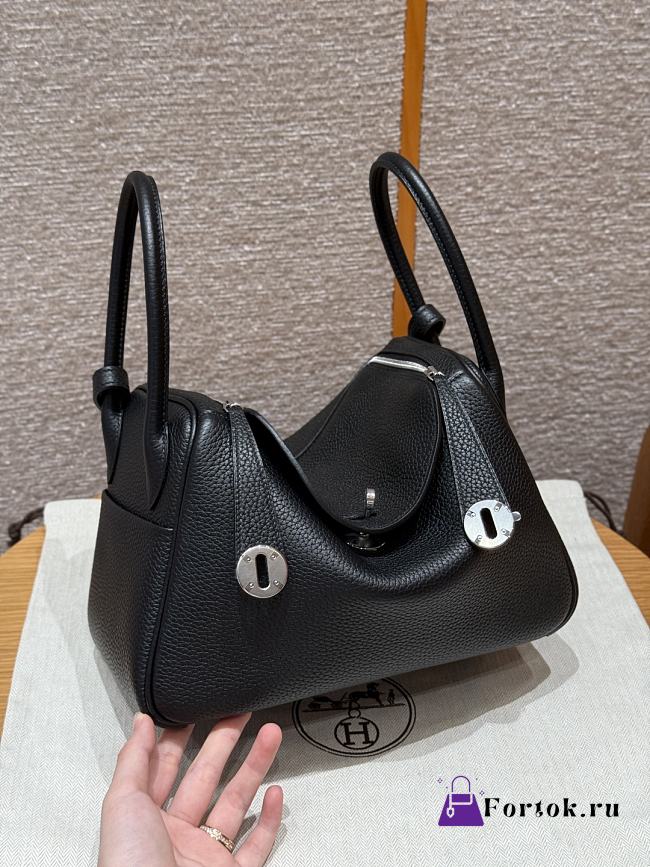Fortok Hermes Lindy 26 Noir Clemence Leather Silver Hardware 26*18*12cm - 1
