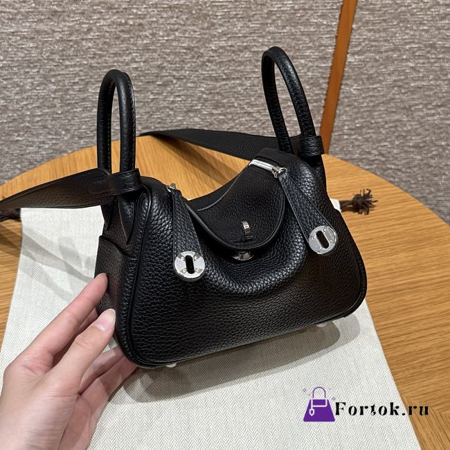 Fortok Hermes Lindy 19 Noir Clemence Leather Silver Hardware 19*13*9.5cm - 1