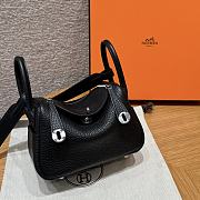 Fortok Hermes Lindy 19 Noir Clemence Leather Silver Hardware 19*13*9.5cm - 4