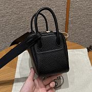 Fortok Hermes Lindy Noir Clemence Leather Silver Hardware 19*13*9.5cm  - 6