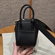 Fortok Hermes Lindy Noir Clemence Leather Silver Hardware 19*13*9.5cm  - 4