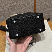 Fortok Hermes Lindy Noir Clemence Leather Silver Hardware 19*13*9.5cm  - 3