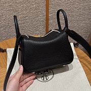Fortok Hermes Lindy Noir Clemence Leather Silver Hardware 19*13*9.5cm  - 2