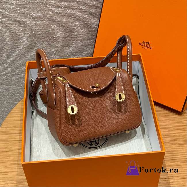 Fortok Hermes Lindy 19 Gold Clemence Leather Gold Hardware 19*13*9.5cm  - 1