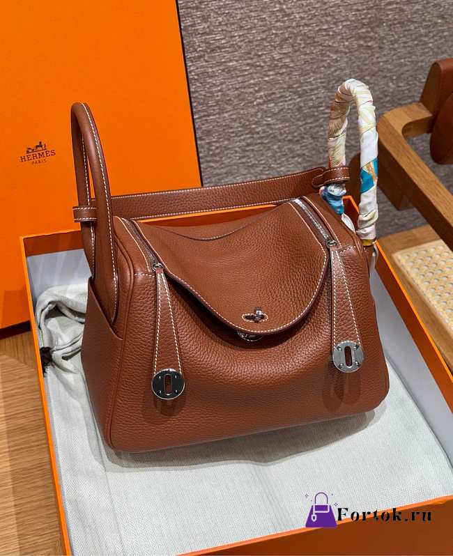 Fortok Hermes Lindy 26 Gold Clemence Leather Silver Hardware 26*18*12cm - 1
