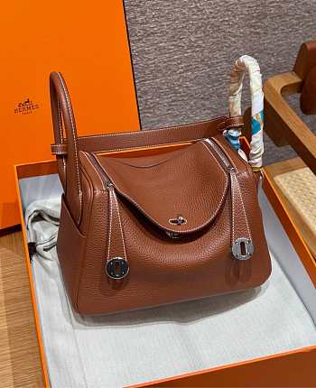 Fortok Hermes Lindy 26 Gold Clemence Leather Silver Hardware 26*18*12cm