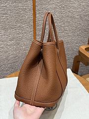 Fortok Hermès Garden Party 30 Bag Gold Negonda Leather Silver Hardware 30*21*13cm - 4