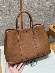 Fortok Hermès Garden Party 30 Bag Gold Negonda Leather Silver Hardware 30*21*13cm - 3
