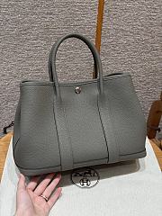Fortok Hermès Garden Party 30 Bag Gris Meyer Negonda Leather Silver Hardware 30*21*13cm  - 1