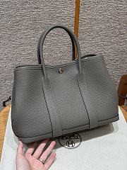 Fortok Hermès Garden Party 30 Bag Gris Meyer Negonda Leather Silver Hardware 30*21*13cm  - 2