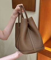 Fortok Hermès Garden Party 30 Bag Alezan Negonda Leather Silver Hardware 30*21*13cm - 5