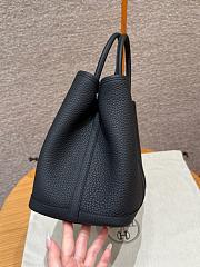 Fortok Hermès Garden Party 30 Bag Noir Vache Country Leather Silver Hardware 30*21*13cm  - 6