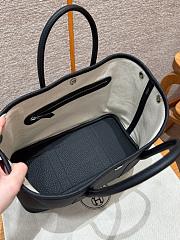 Fortok Hermès Garden Party 30 Bag Noir Vache Country Leather Silver Hardware 30*21*13cm  - 4