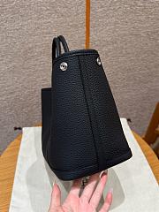 Fortok Hermès Garden Party 30 Bag Noir Vache Country Leather Silver Hardware 30*21*13cm  - 2