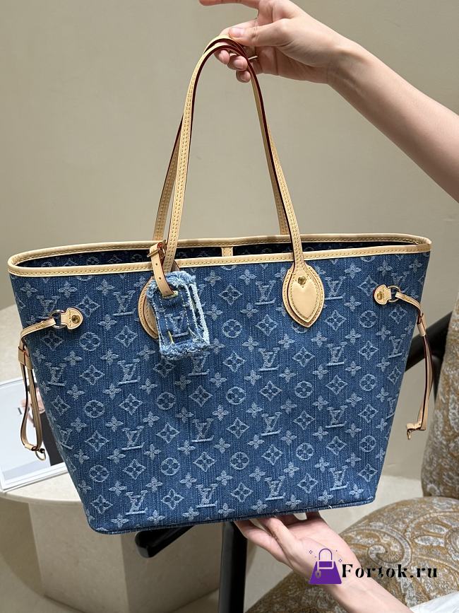 Fortok Louis Vuitton Neverfull Denim 33×16×29cm - 1