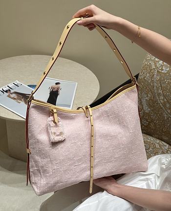 Fortok Louis Vuitton Pink Denim Carryall Bag 31×15×42cm