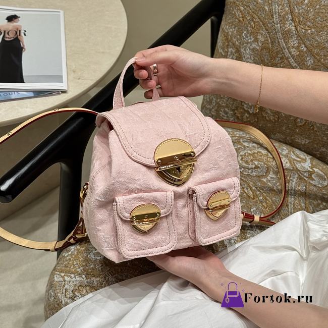 Fortok Louis Vuitton Venice Monogram Pink Denim Backpack 26×7×24cm - 1