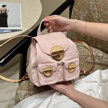 Fortok Louis Vuitton Venice Monogram Pink Denim Backpack 26×7×24cm