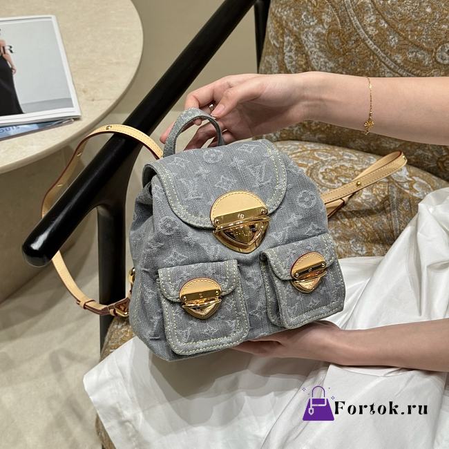 Fortok Louis Vuitton Venice Monogram Blue Denim Backpack 26×7×24cm - 1