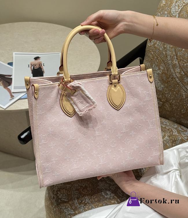 Fortok Louis Vuitton OnTheGo Pink Denim 32×26×15cm - 1