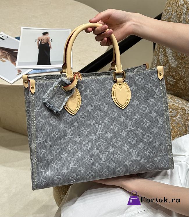 Fortok Louis Vuitton OnTheGo Blue Denim 32×26×15cm - 1