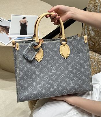 Fortok Louis Vuitton OnTheGo Blue Denim 32×26×15cm
