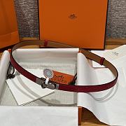 Fortok Hermès Kelly 18 belt Red 18mm/ 60-100cm Silver Hardware - 3
